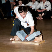 Rachel Choping a Building Block